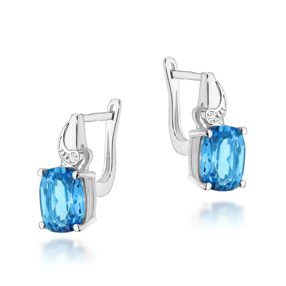 Gold Earrings with 2.40ct Topazes and 0.01ct Diamonds