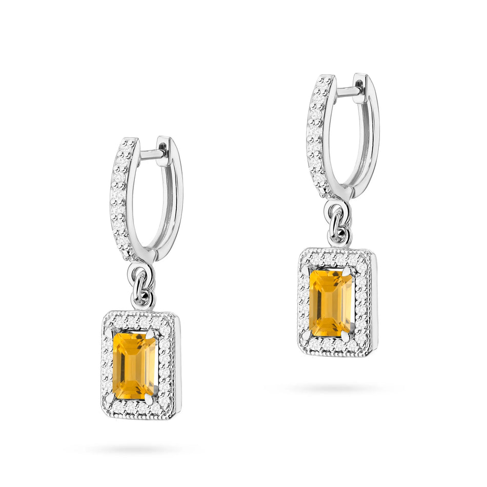 Goldohrringe mit 0,60 ct Citrinen und 0,34 ct Diamanten