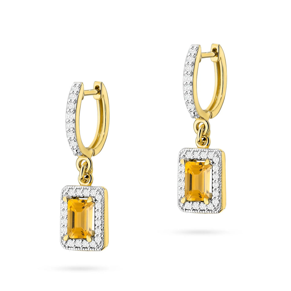 Goldohrringe mit 0,60 ct Citrinen und 0,34 ct Diamanten