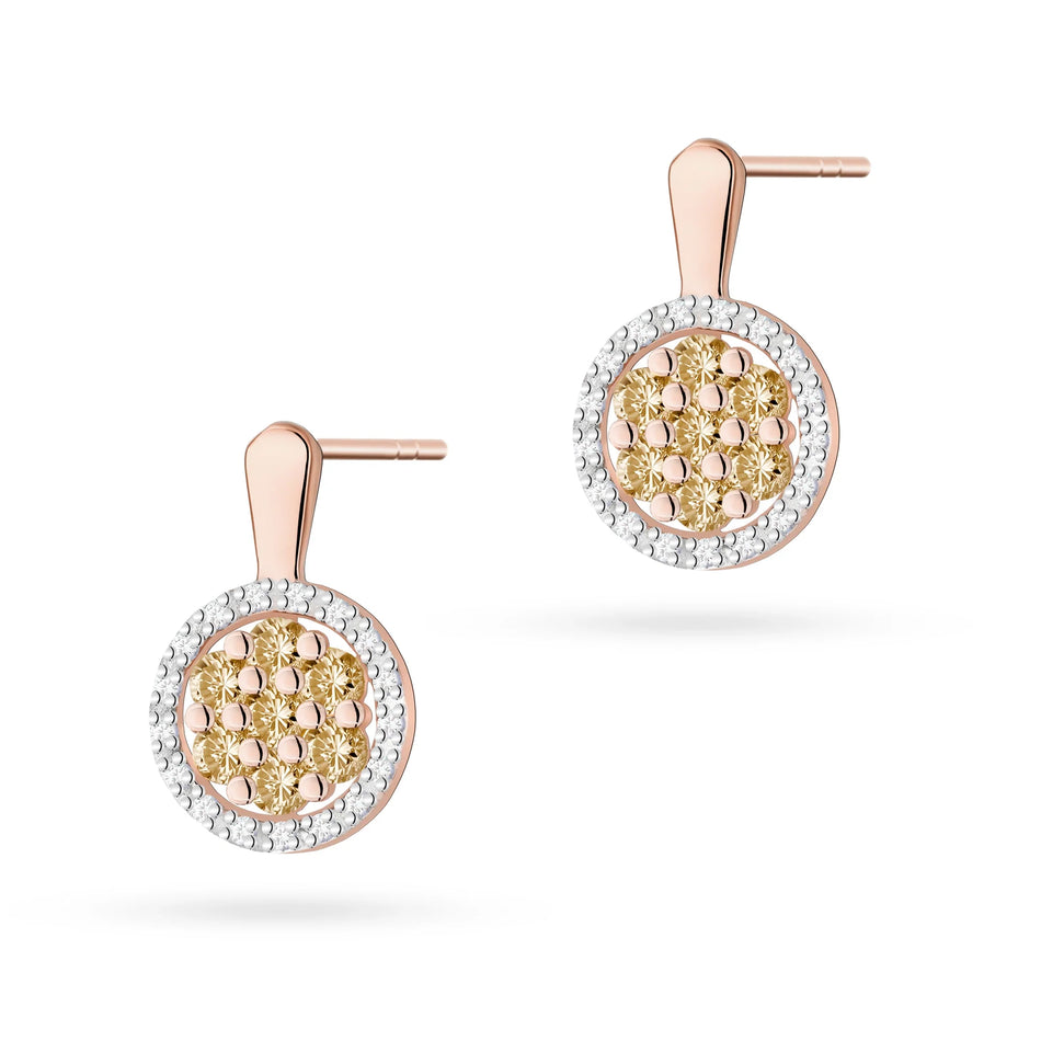 Gold Earrings with 0.005ct Diamonds 0.05ct Bronze Diamonds