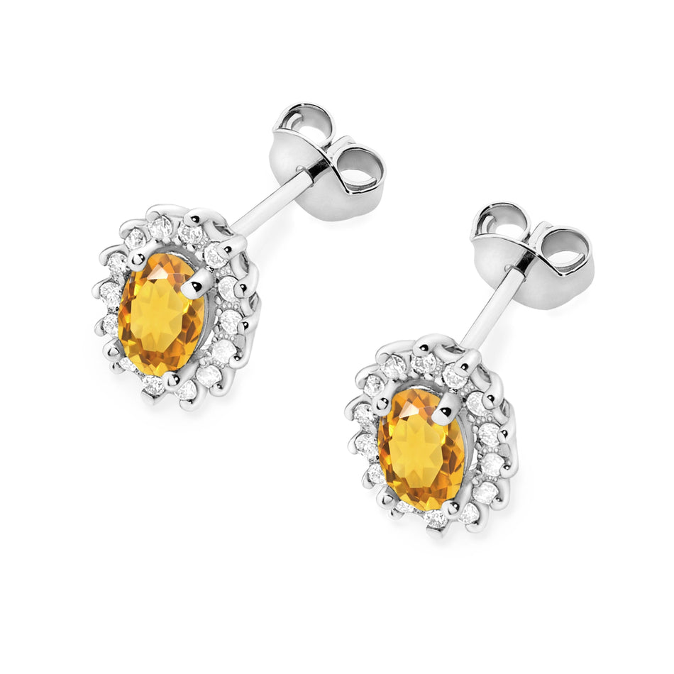 Goldohrringe mit 0,60 ct Citrinen und 0,24 ct Diamanten