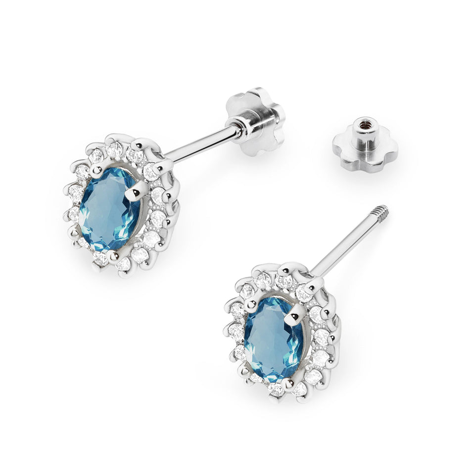 Goldohrringe mit 0,50 ct London Blue Topasen und 0,24 ct Diamanten