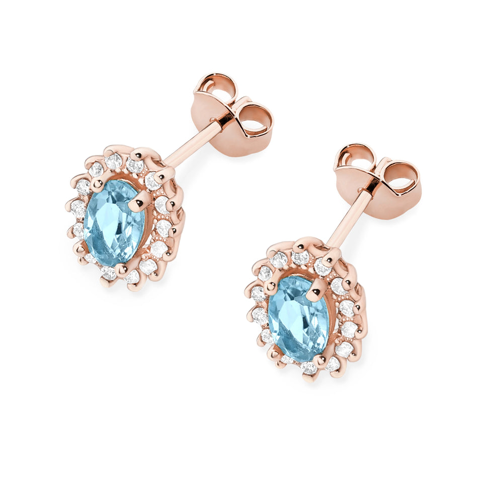 Gold Earrings with 0.50ct Topazes and 0.24ct Diamonds