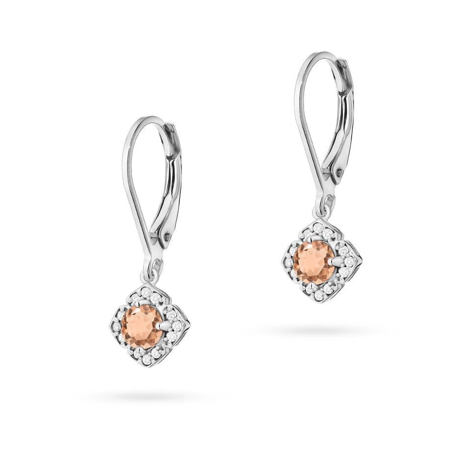 Goldohrringe mit 0,25 ct Morganiten und 0,12 ct Diamanten