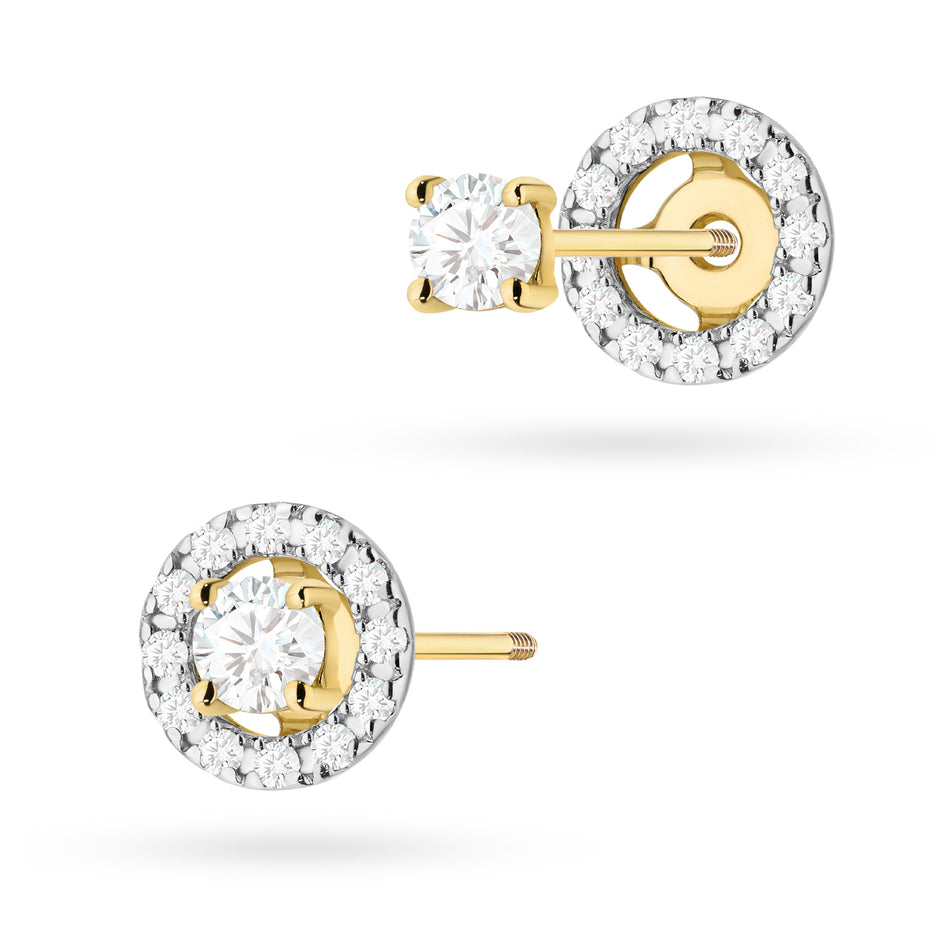 Goldohrringe mit 2 x 0,10 ct und 0,005 ct Labor-Diamanten