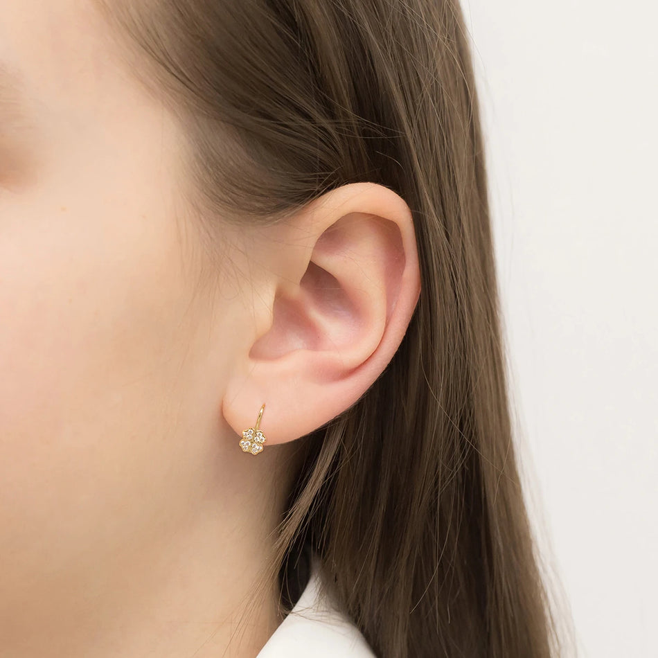 Gold Englische Verschluss-Ohrringe mit Zirkonia Lucky