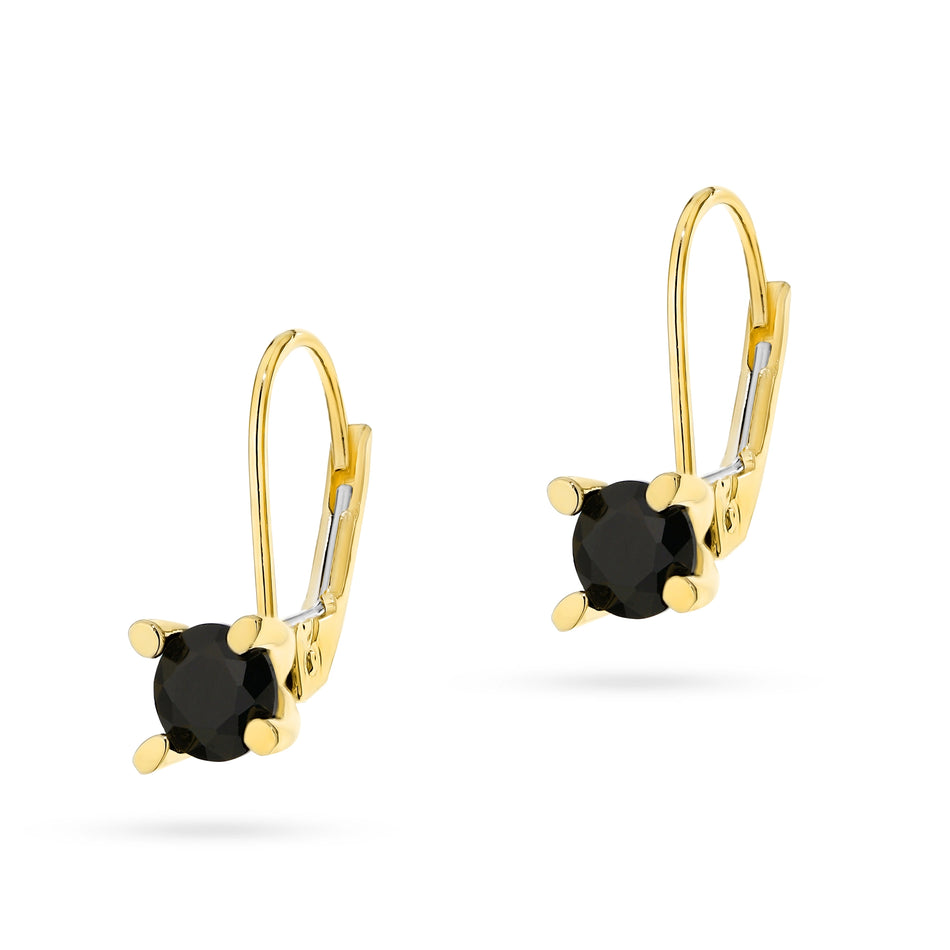 Gold English Clasp Earrings with Zirconia