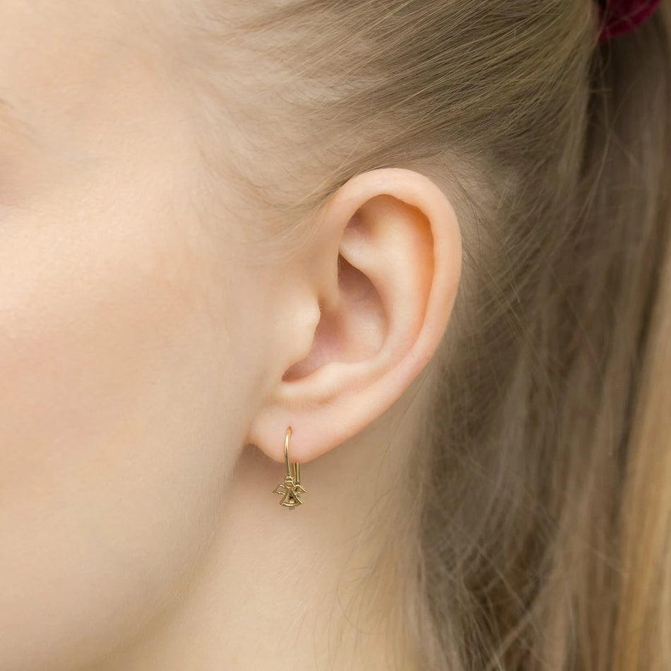 Gold Englische Verschluss Ohrringe Engel