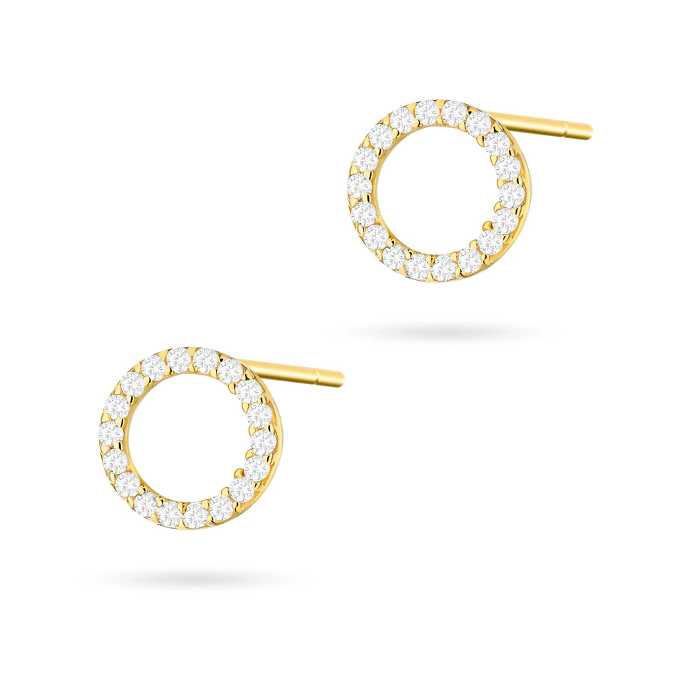 Gold Stud Earrings with Zirconia