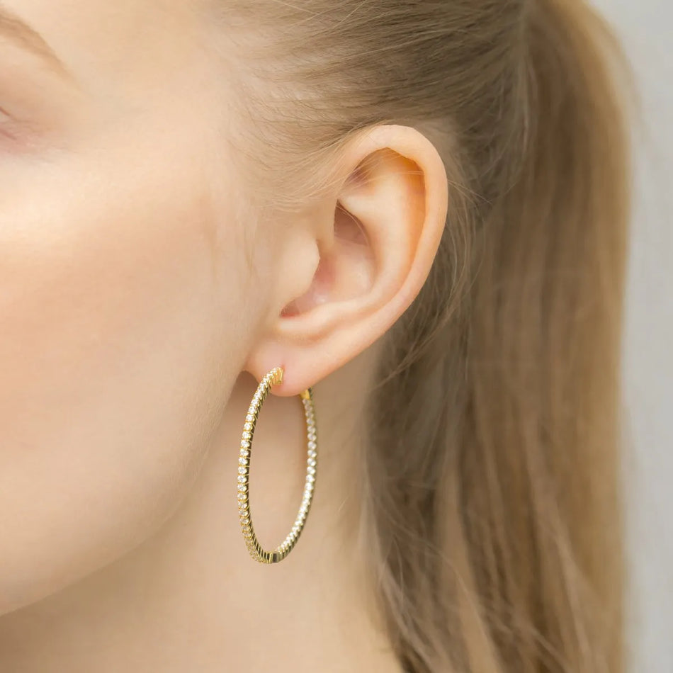 Vergoldete Silber Creaolen Ohrringe mit Zirkonia