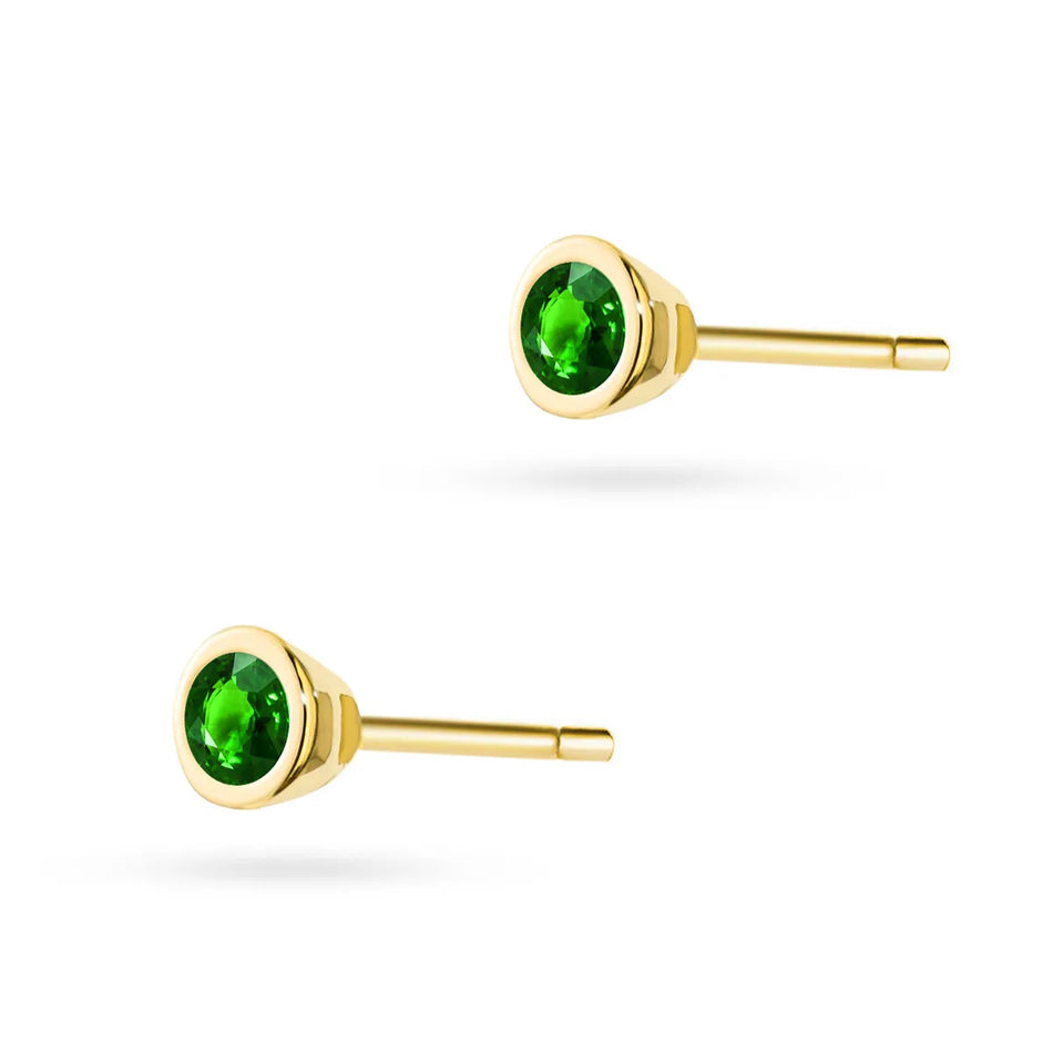 Gold Stud Earrings with Zirconia