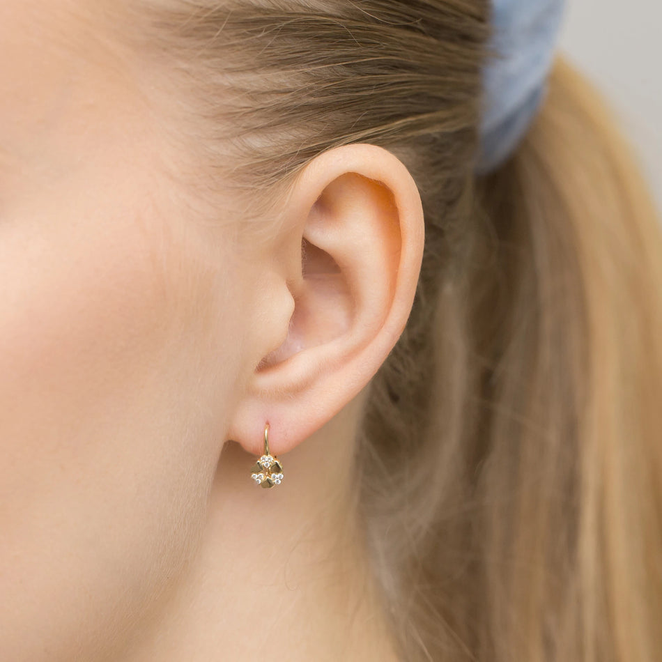 Kinder Gold Englisch Verschluss Ohrringe mit Zirkonia