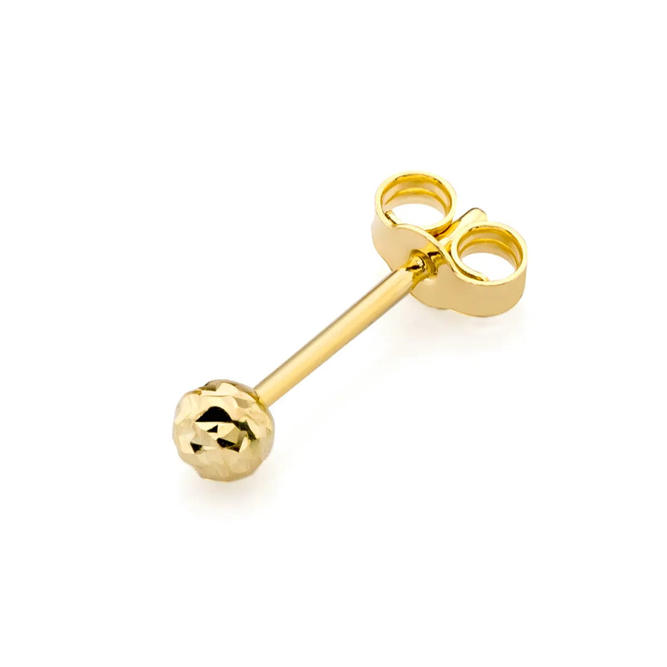 Gold Single Stud Bead Earring 3-8mm