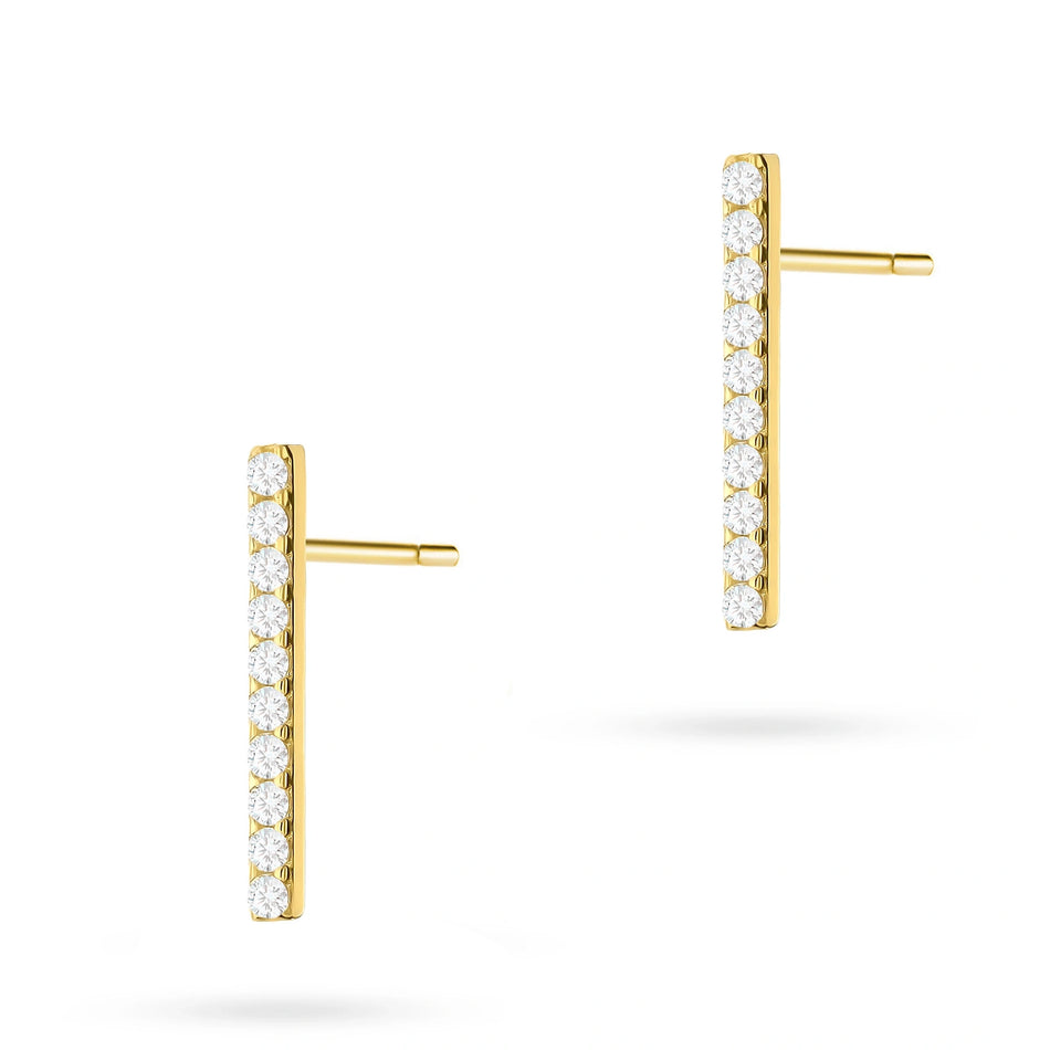 Gold Stud Earrings with Zirconia