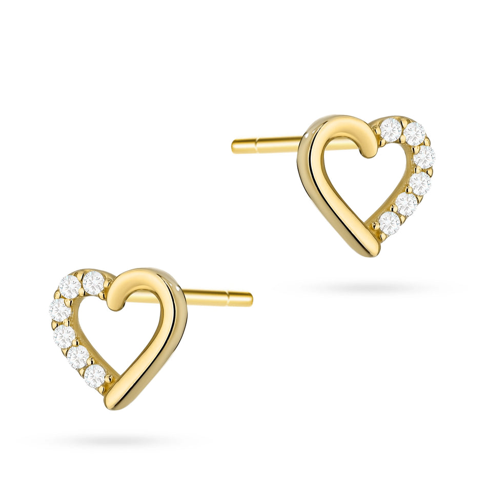 Gold Stud Earrings with Zirconia