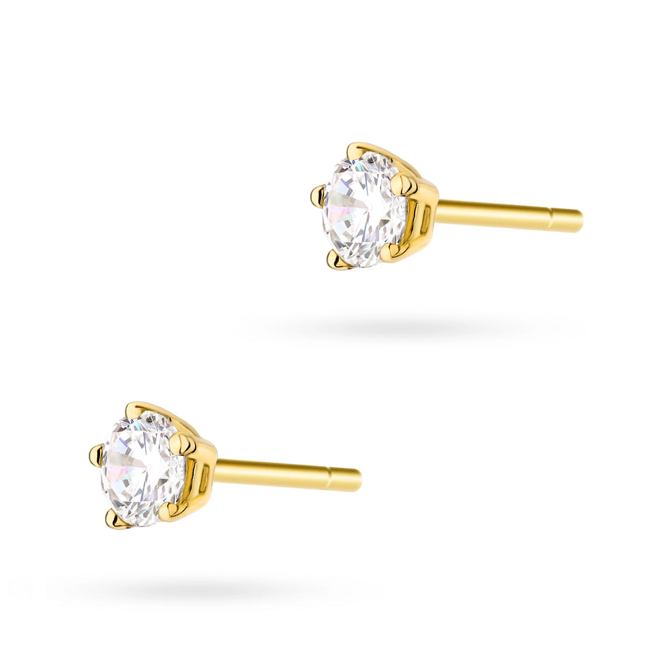 Gold Stud Earrings with Zirconia