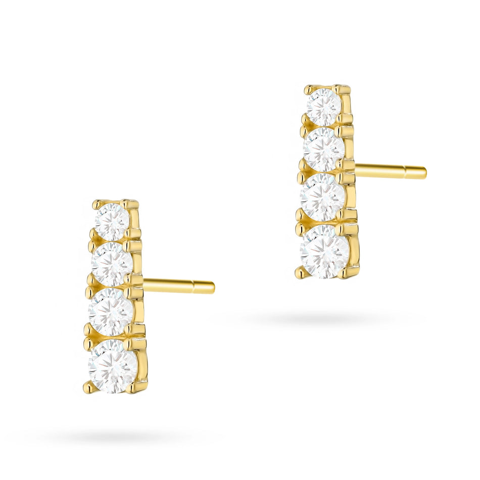 Gold Stud Earrings with Zirconia
