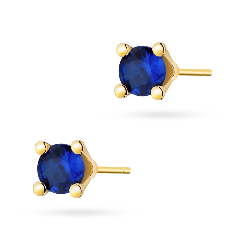 Gold Stud Earrings with Zirconia