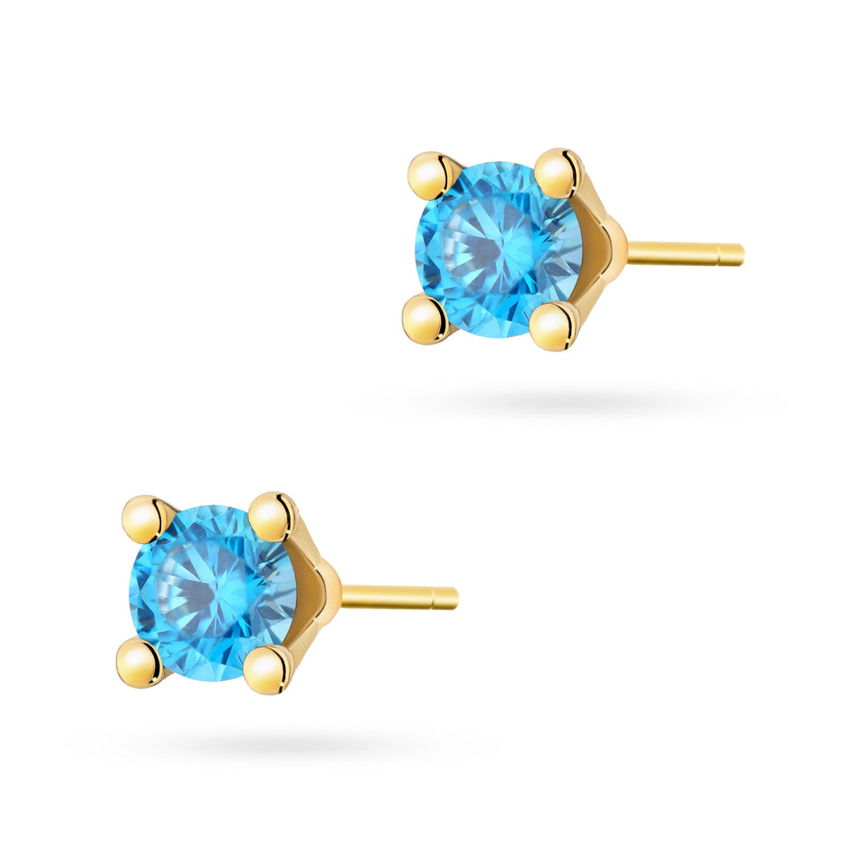 Gold Stud Earrings with Zirconia
