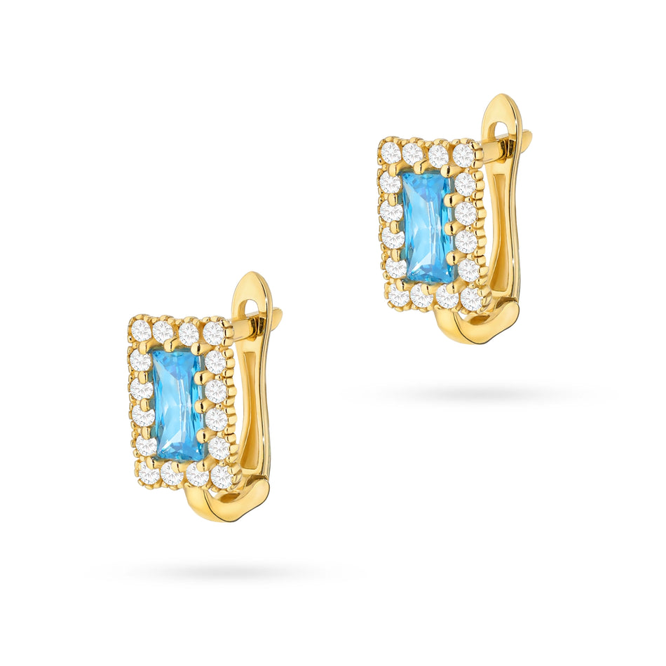Gold English Clasp Earrings with Zirconia