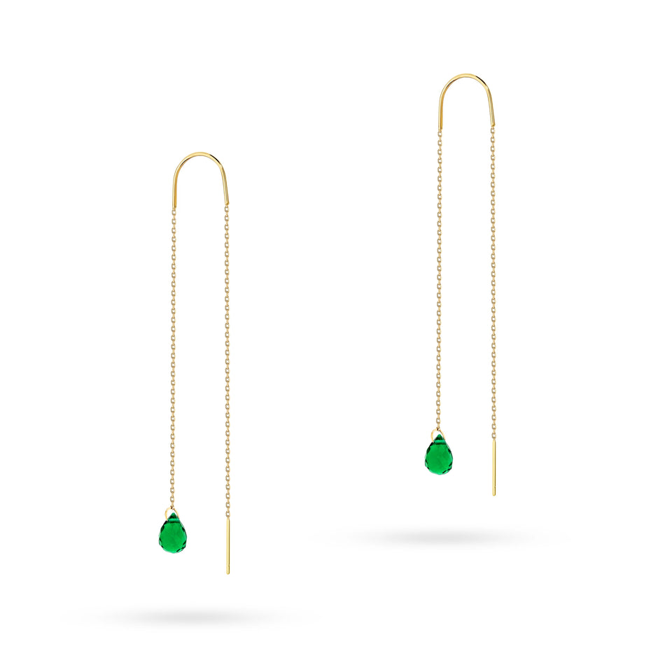 Gold Pull-Through Earrings with Hydro quartz