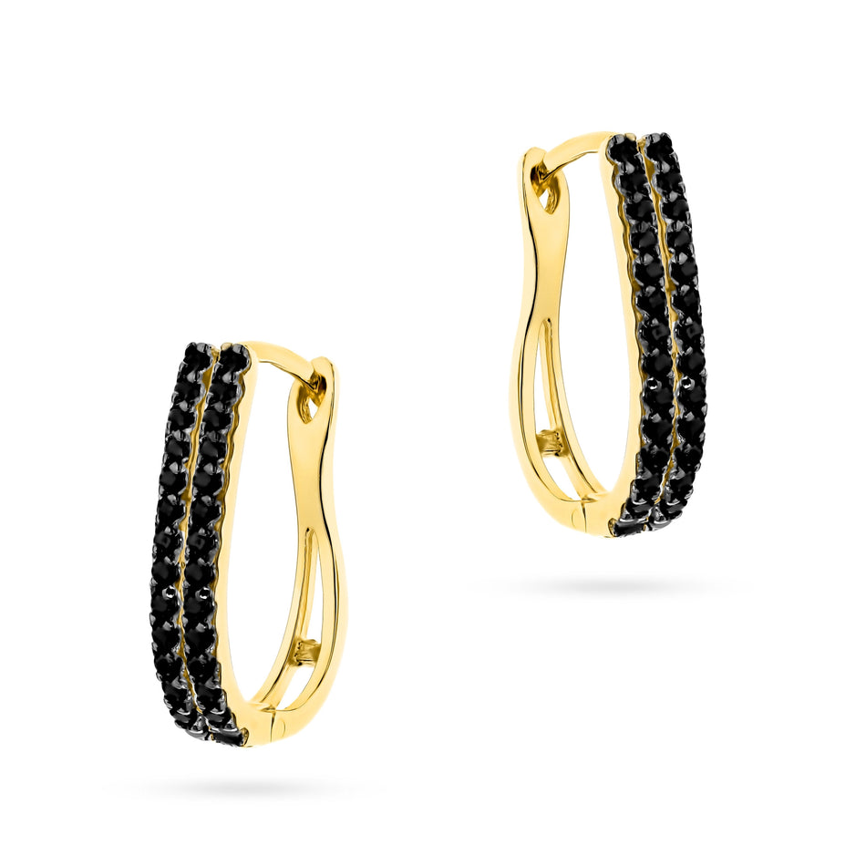 Gold English Clasp Earrings with Zirconia