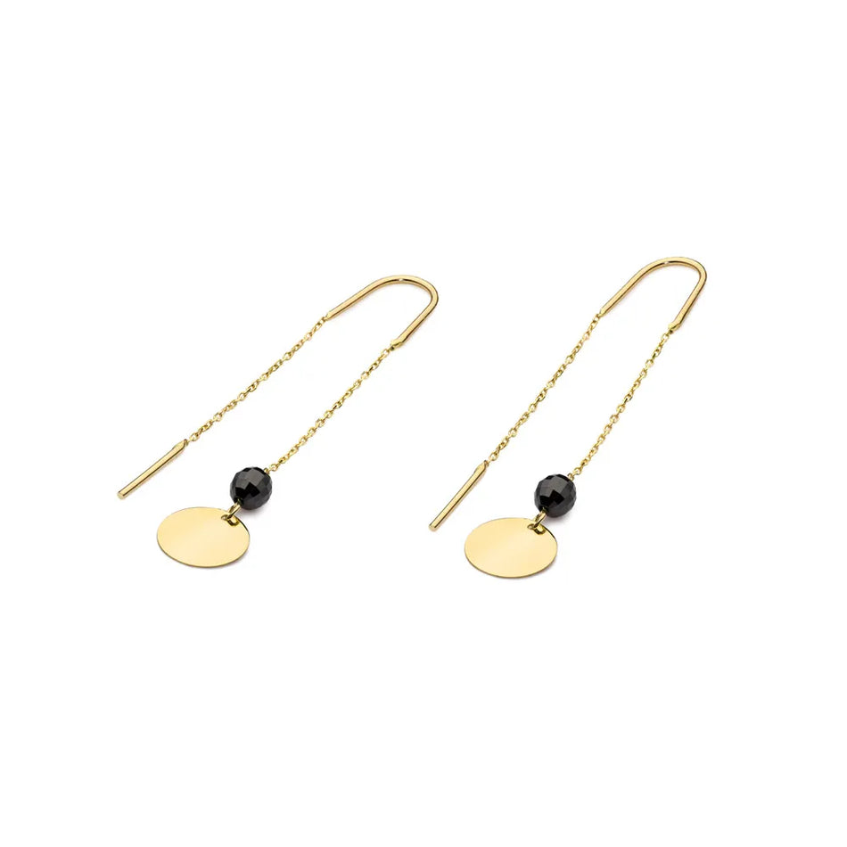 Gold Pull-Through Earrings with Zirconia