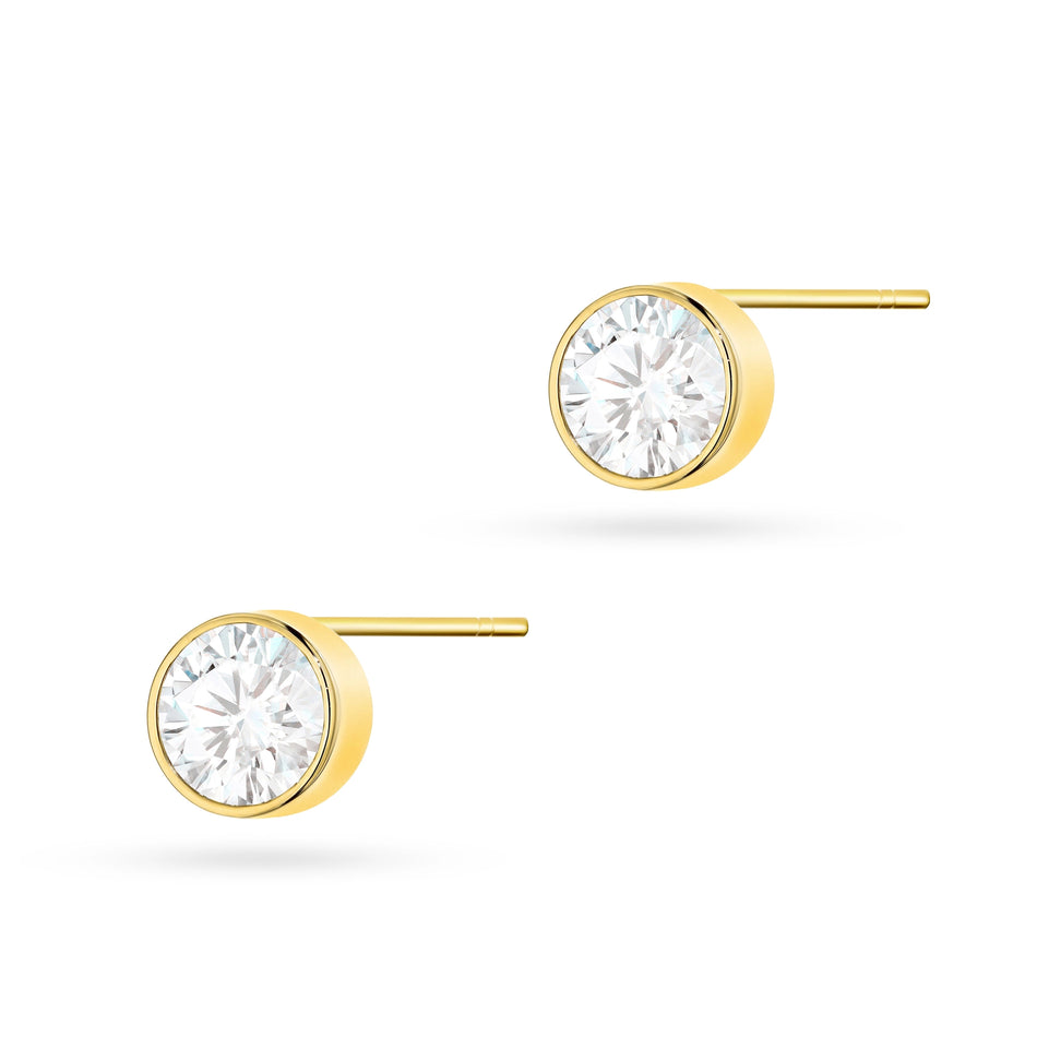Gold Stud Earrings with Zirconia