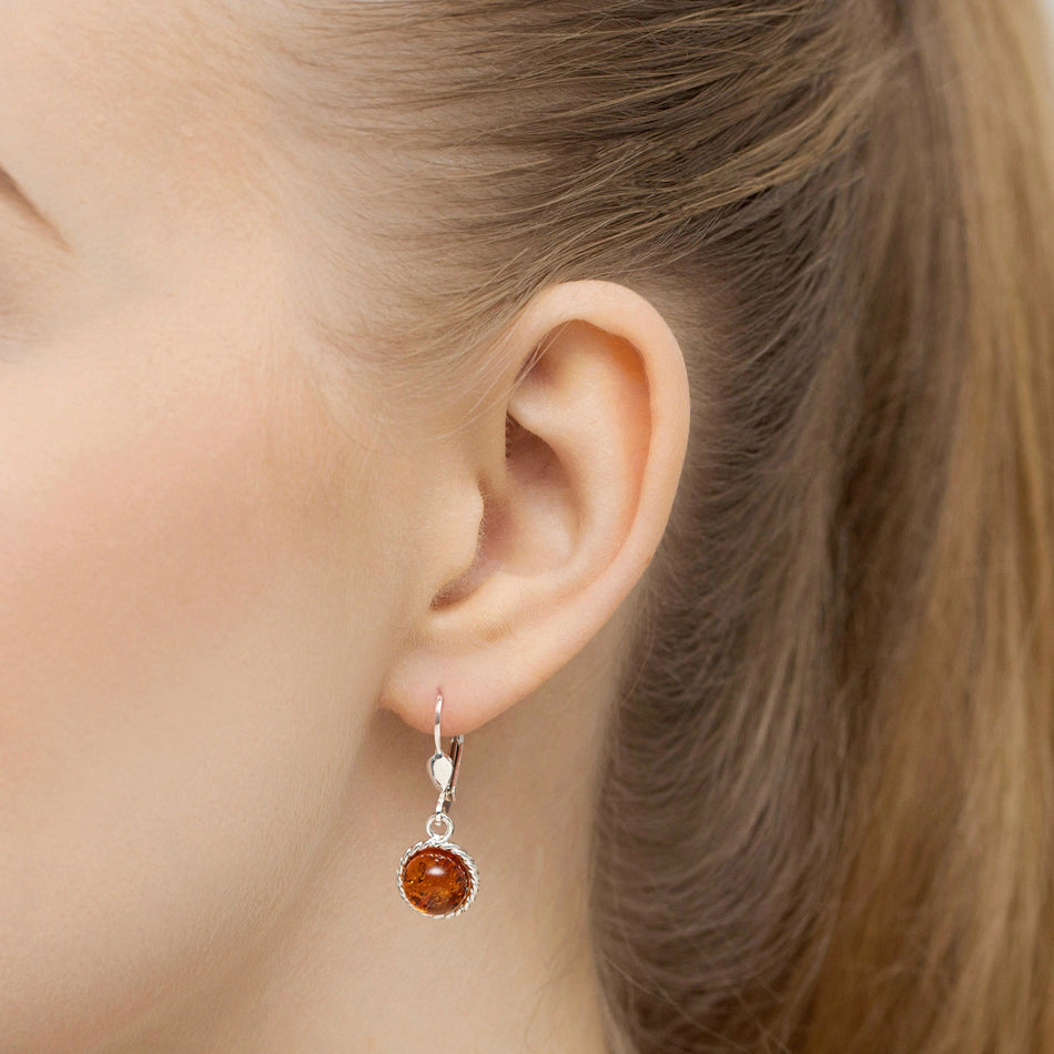 Silber Englisch Verschluss Ohrringe mit natürlichem Bernstein