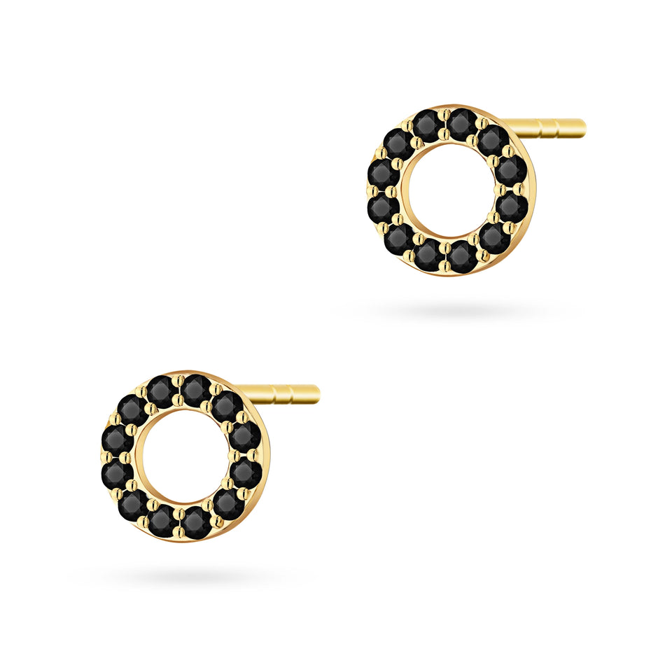 Gold Stud Earrings with Zirconia