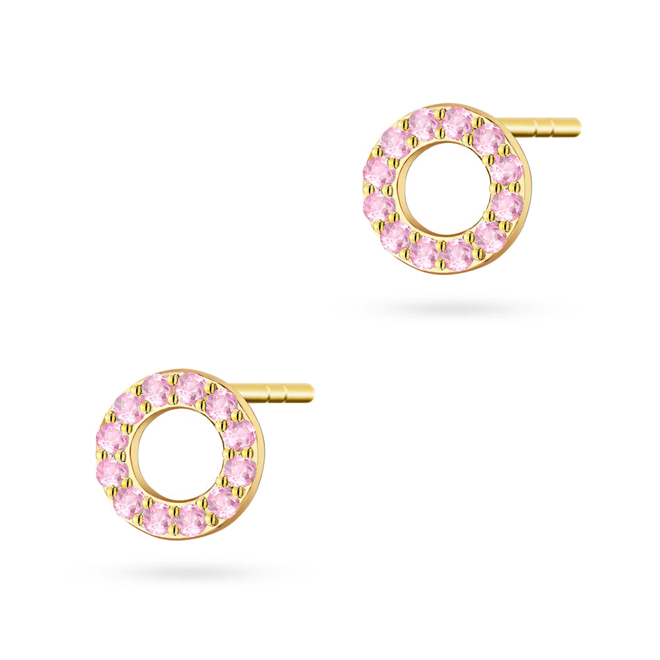 Gold Stud Earrings with Zirconia