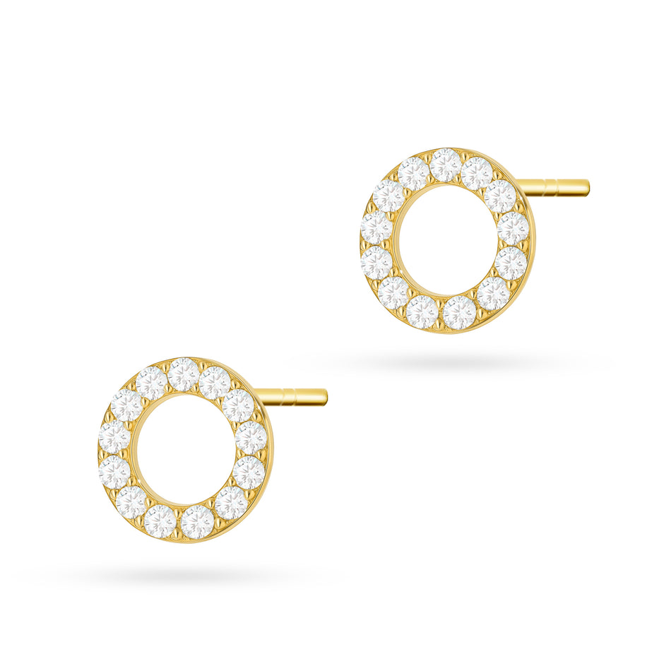 Gold Stud Earrings with Zirconia