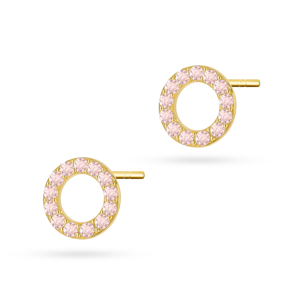 Gold Stud Earrings with Zirconia