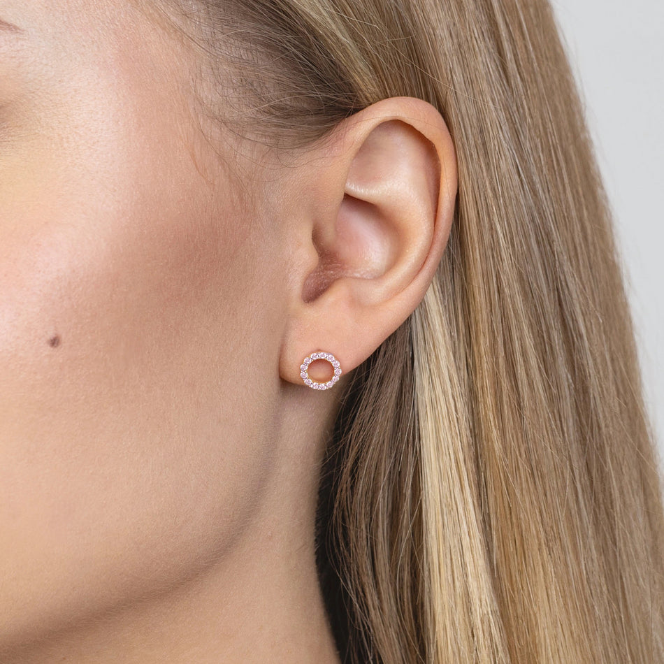 Gold Stud Earrings with Zirconia