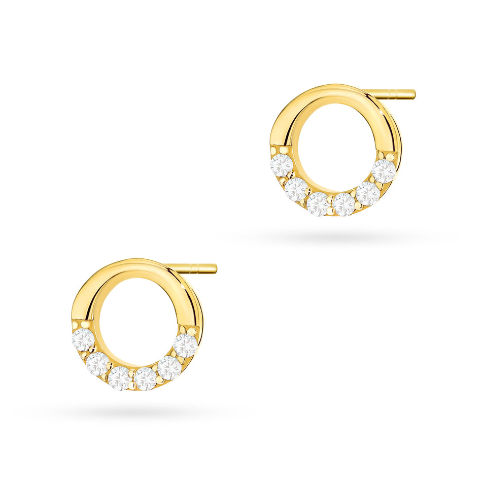 Gold Stud Earrings with Zirconia