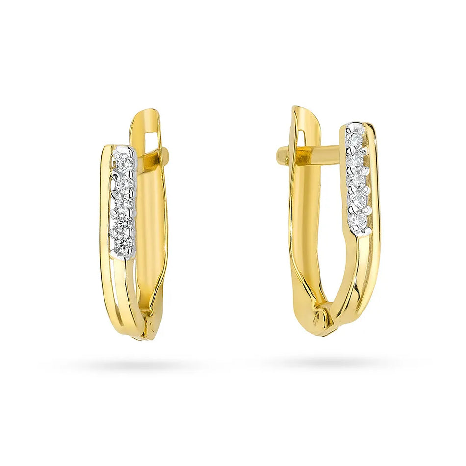 Gold Englische Verschluss Ohrringe mit Zirkonia