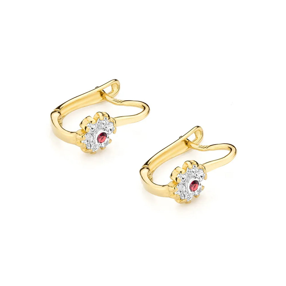 Kinder Gold Englisch Verschluss Ohrringe mit Zirkonia