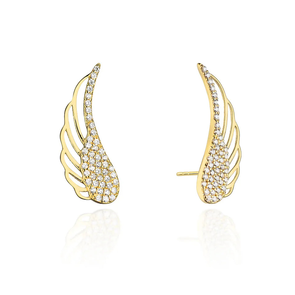 Gold Stud Earrings with Zirconia Boho