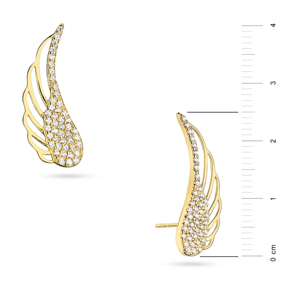 Gold Stud Earrings with Zirconia Boho