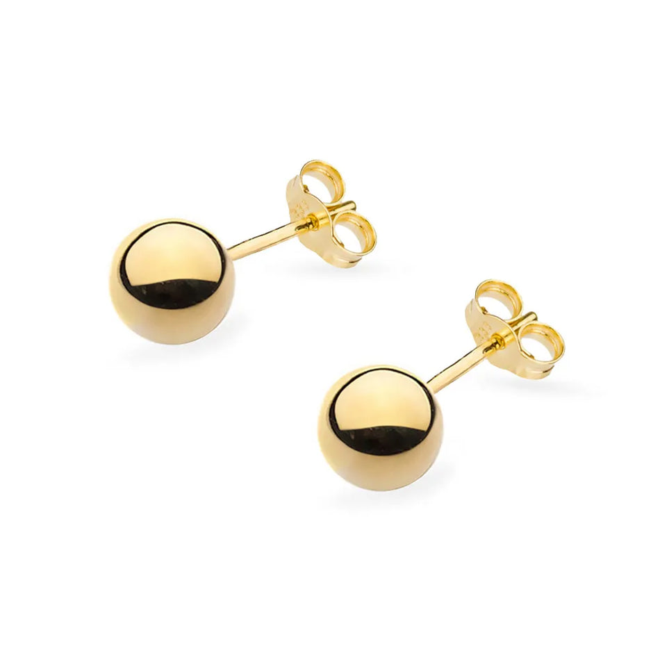 Gold Stud Beads Earrings 3-8mm