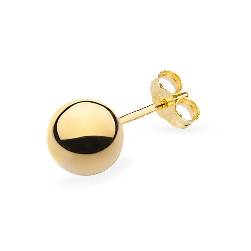 Gold Single Stud Bead Earring 3-8mm