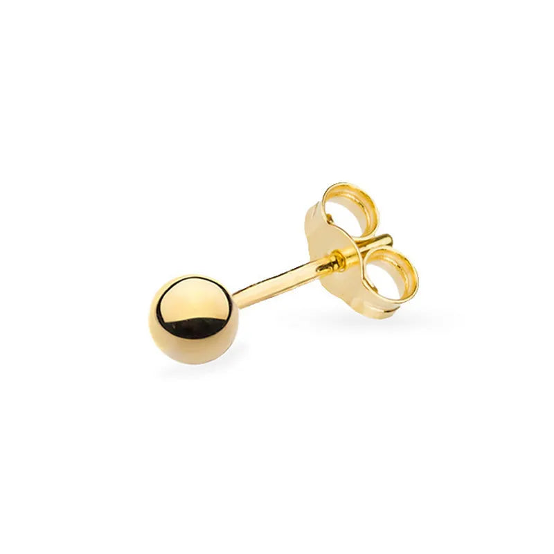Classic Gold Single Stud Bead Earring 3-8mm