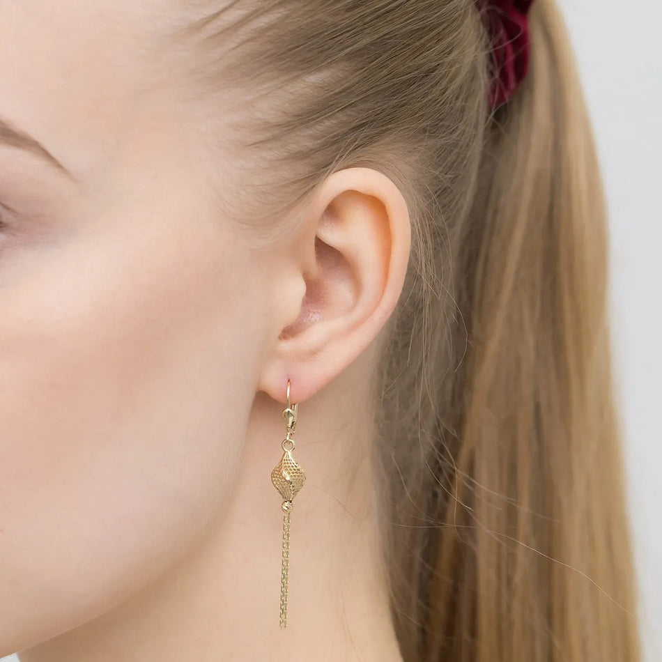 Gold English Clasp Earrings Openwork