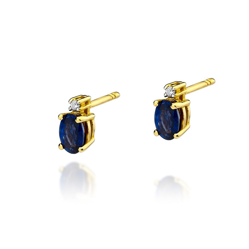 Gold Earrings with 0.70ct Sapphire and 0.029ct Diamonds