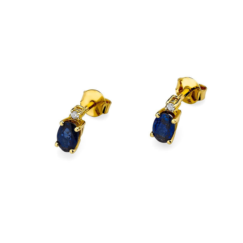Gold Earrings with 0.70ct Sapphire and 0.029ct Diamonds