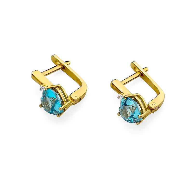 Goldohrringe mit 1,20 ct herzförmigem Topas und Diamanten