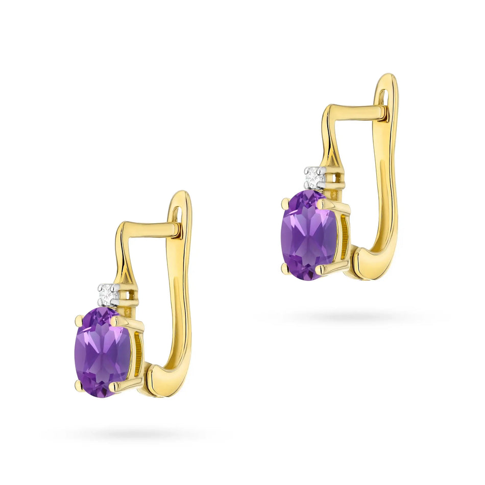 Goldohrringe mit 0,40 ct Amethyst und Diamanten