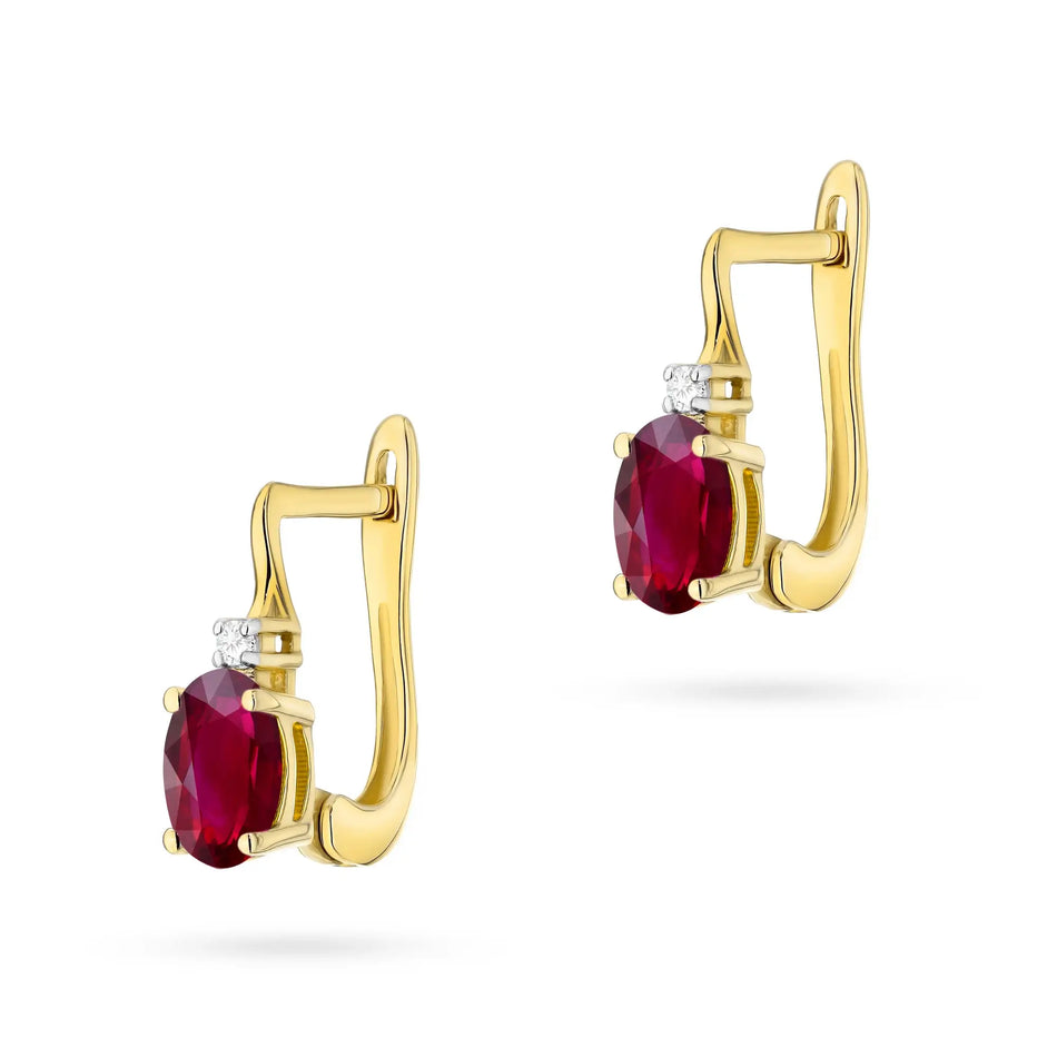 Gold Earrings with 0.60ct Ruby and Diamonds
