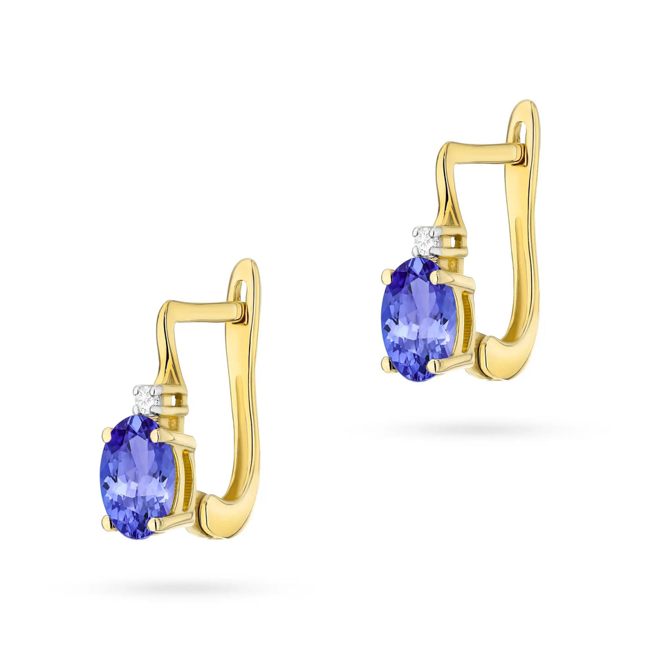 Gold Earrings with 0.40ct Tansanit and Diamonds