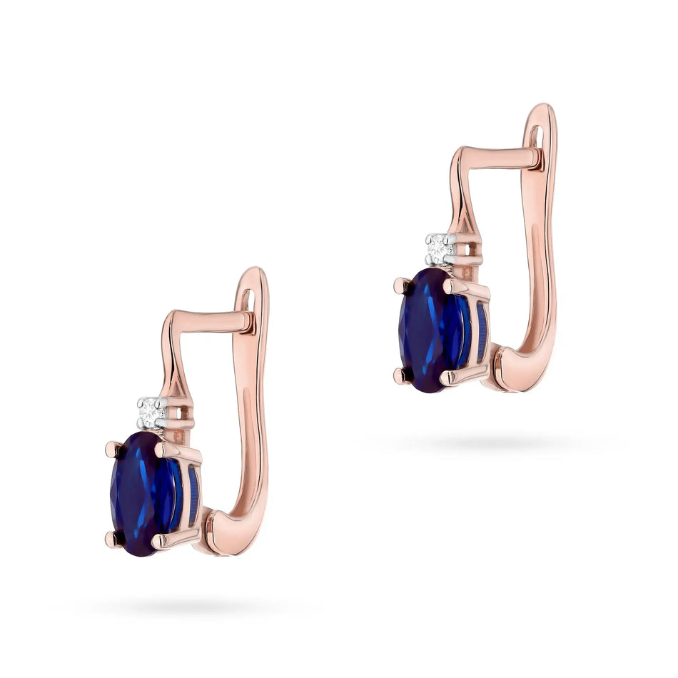 Gold Earrings with 0.70ct Sapphire and Diamonds